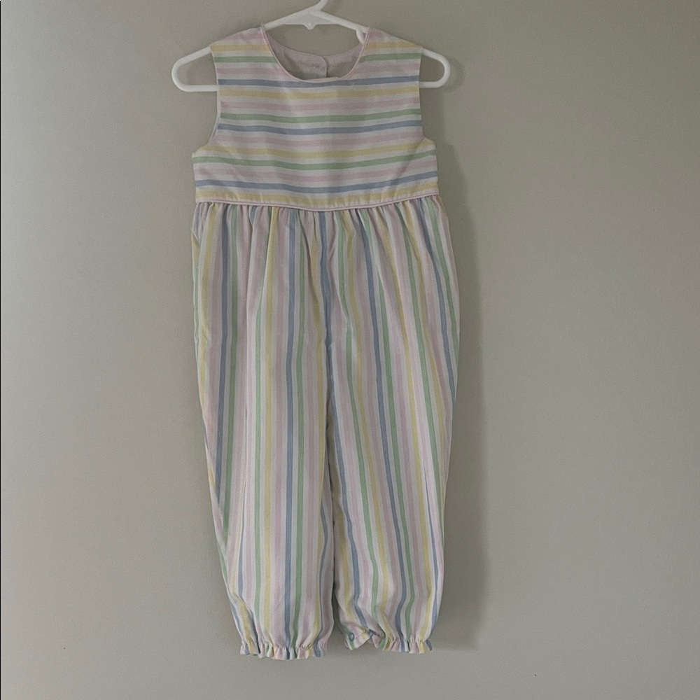 The Beaufort Bonnet Company Pastel Striped Sleeveless Rebecca Romper